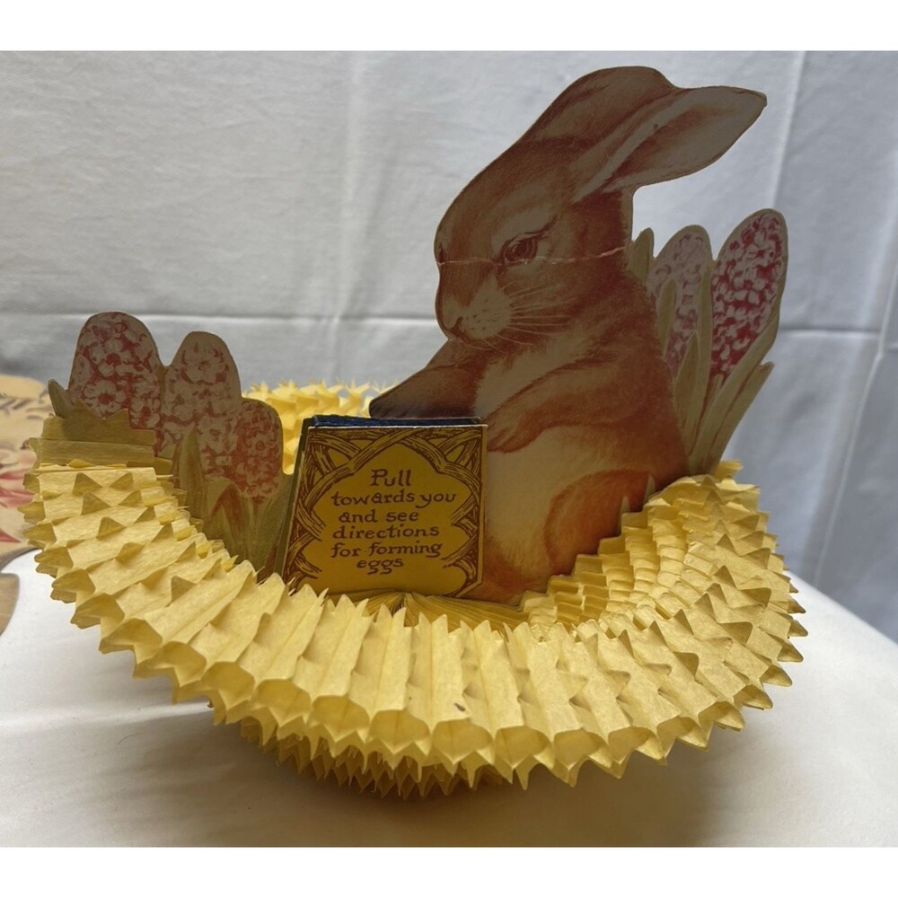 Vintage 1925 Easter Bunny Honeycomb Centerpiece Tabletop Fold Out Decoration